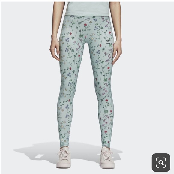 Adidas Green Floral Leggings - Picture 2 of 6